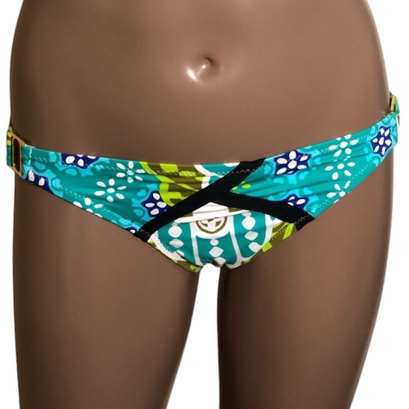 Trina Turk Gold-tone Medallion Side Accent Bikini Swim Bottom - Picture 1 of 3